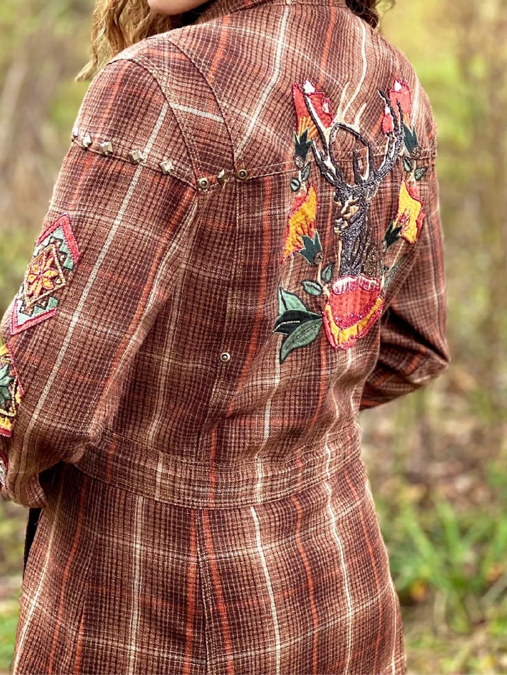 Double D Ranch Wapiti Valley field Jacket beaded embroidered deer RTL $495 S new
